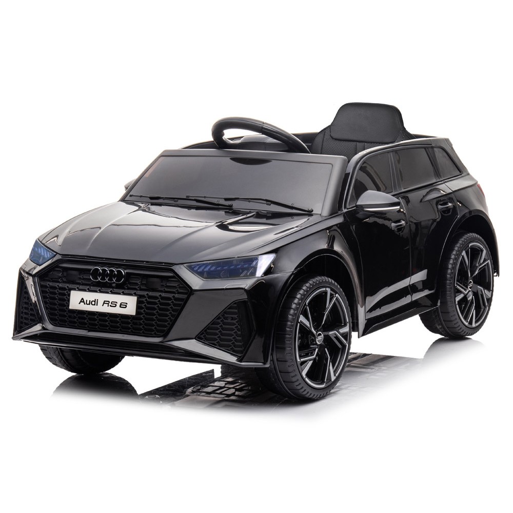 JOKO Elektrické autíčko AUDI RS 6, penové kolesá, kožené sedadlo, USB a MP3 vstup, čierne