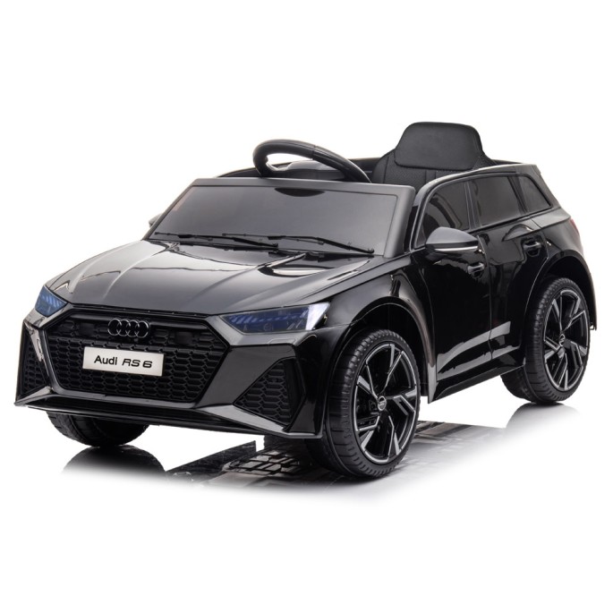 JOKO Elektrické autíčko AUDI RS 6, penové kolesá, kožené sedadlo, USB a MP3 vstup, čierne
