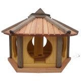 MKSTOR Drevené kŕmitko pre vtáky 50x46x35cm so Zásobníkom Jedla, vtáčia búdka, TIK