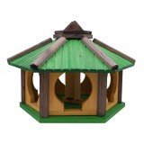 MKSTOR Drevené kŕmitko pre vtáky 50x46x35cm so Zásobníkom Jedla, vtáčia búdka, zelená