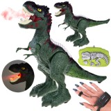 JOKO RC Dinosaurus s Ozajstnou PAROU Ovládaný RUKOU alebo na diaľkové ovládanie 2v1, so svetlom a zvukom, zelený