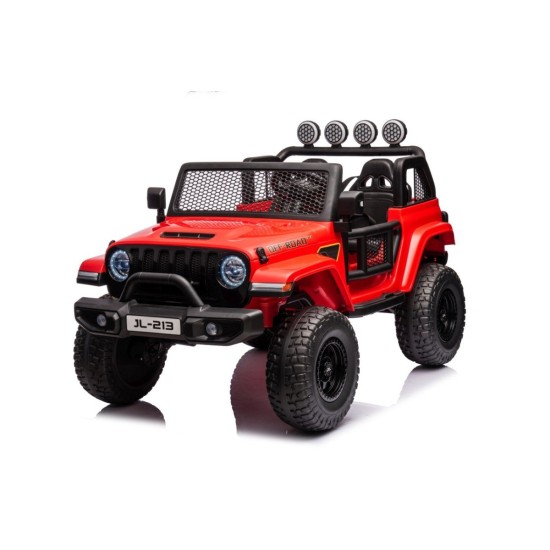 JOKO Elektrické Autíčko Jeep OFF-ROAD 3.0, penové kolesá 4x4, Dvojmiestne kožené sedadlo, červené