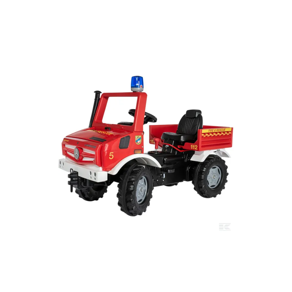 Rolly Toys Šľapacie autíčko Požiarne MB Unimog + riadenie + brzda + maják