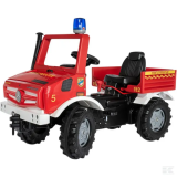 Rolly Toys Šľapacie autíčko Požiarne MB Unimog + riadenie + brzda + maják