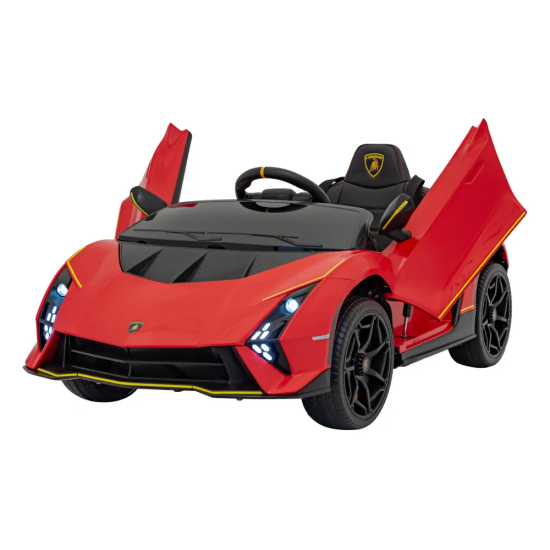 JOKO Elektrické autíčko Lamborghini Invencible 4x4, penové kolesá, kožené sedadlo, červené
