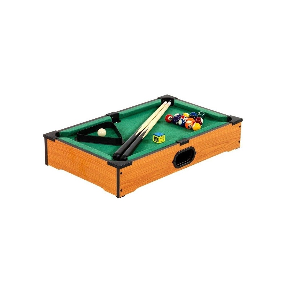 GAMES PLANET Drevený Biliardový stôl 51 cm x 31 x 9 cm + príslušenstvo, hnedý buk