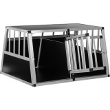 PETSTUFF Klietka pre Psa, mačku do Auta, Hliníkový Prepravný Box, prepravka 90x69x50cm, strieborná a čierna
