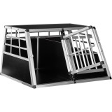 PETSTUFF Klietka pre Psa, mačku do Auta, Hliníkový Prepravný Box + priečka, prepravka 89x69x50cm, strieborná a čierna