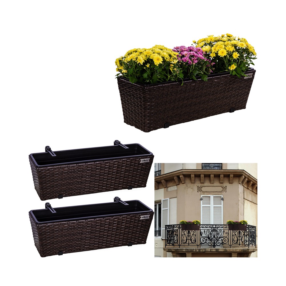 Stilista Sada Závesný Kvetináč 60 cm 2kusy TECHNORATTAN, hnedý
