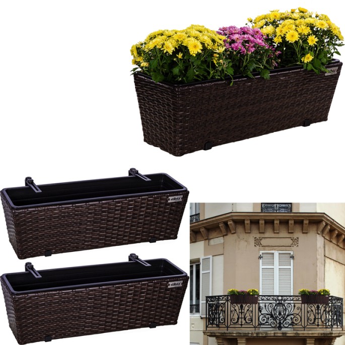 Stilista Sada Závesný Kvetináč 60 cm 2kusy TECHNORATTAN, hnedý