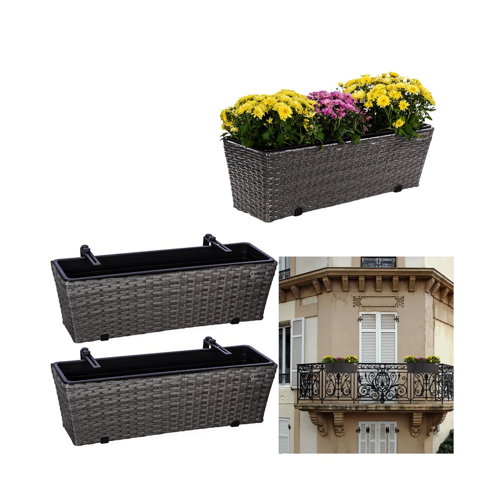 Stilista Sada Závesný Kvetináč 60 cm 2kusy TECHNORATTAN, sivý