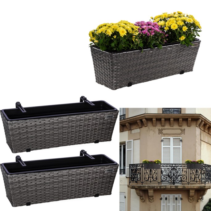Stilista Sada Závesný Kvetináč 60 cm 2kusy TECHNORATTAN, sivý