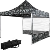 INSTENT Záhradný Skladací nožnicový Altánok 3x3m, Vodeodolný UV 50+, kamufláž Mesto + 2 Steny s Panoramatickým Veľkým oknom + pú