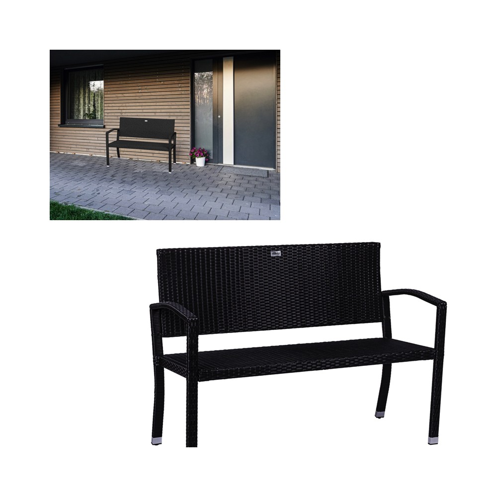 Stilista Ratanová Lavica 122cm x 52 x 89cm TECHNORATTAN, čierna