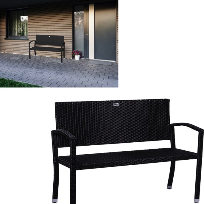 Stilista Ratanová Lavica 122cm x 52 x 89cm TECHNORATTAN, čierna