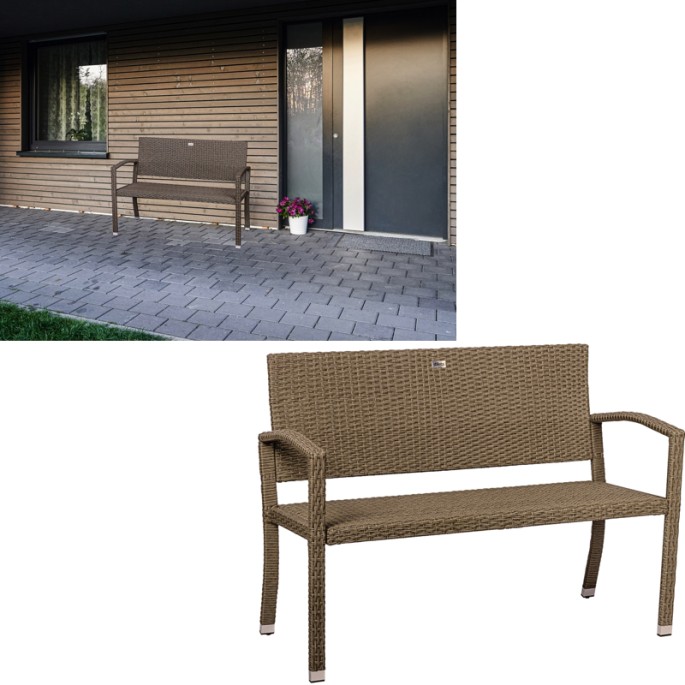 Stilista Ratanová Lavica 122cm x 52 x 89cm TECHNORATTAN, svetlo hnedá