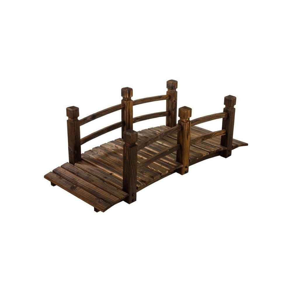 MKSTOR STILISTA Záhradný Drevený mostík 150 x 67 cm, tmavo hnedý