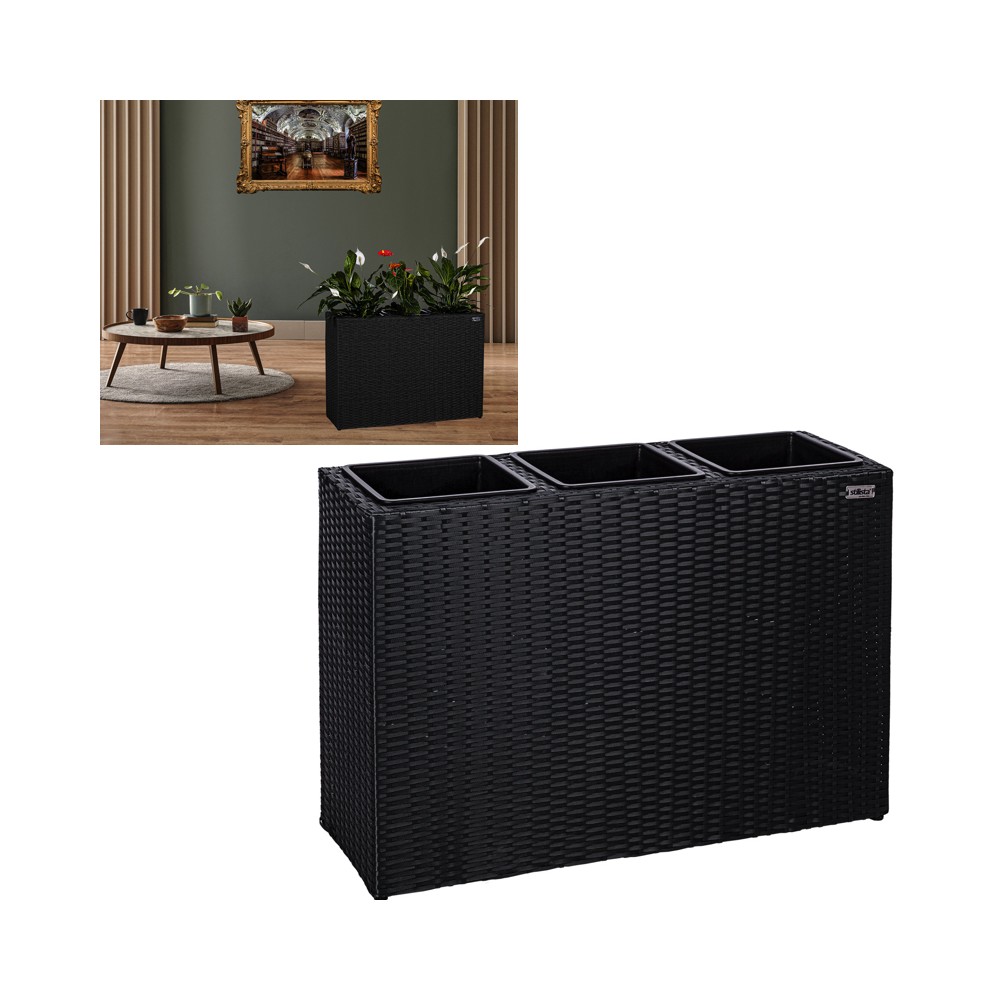 Stilista Veľký Ratanový Kvetináč TECHNORATTAN 84 cm x 60 x 29 cm, čierny