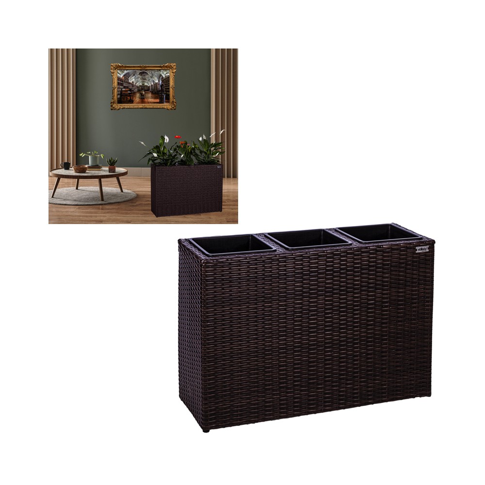 Stilista Veľký Ratanový Kvetináč TECHNORATTAN 84 cm x 60 x 29 cm, hnedý