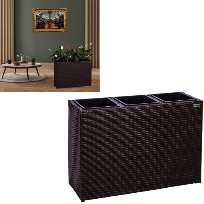 Stilista Veľký Ratanový Kvetináč TECHNORATTAN 84 cm x 60 x 29 cm, hnedý
