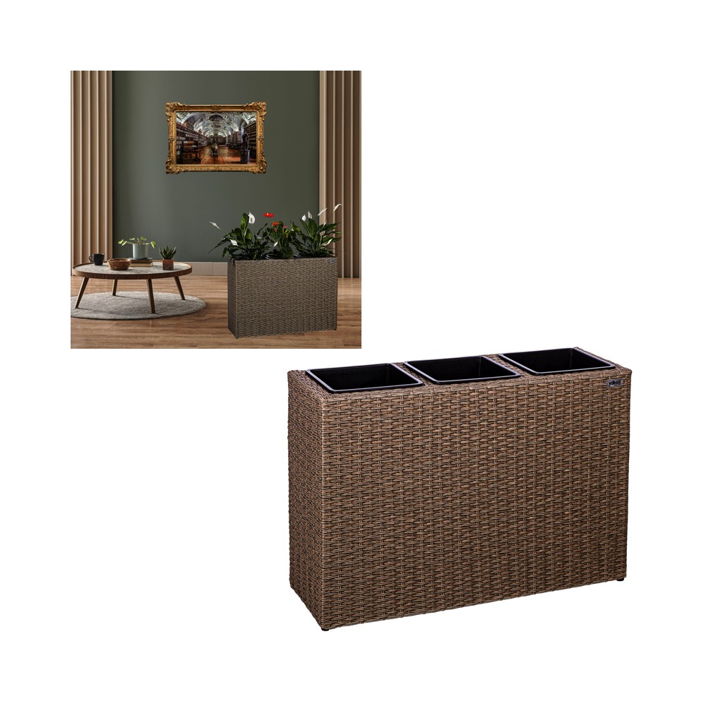 Stilista Veľký Ratanový Kvetináč TECHNORATTAN 84 cm x 60 x 29 cm, svetlo hnedý