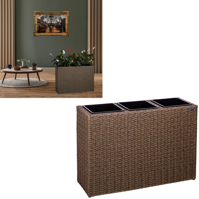 Stilista Veľký Ratanový Kvetináč TECHNORATTAN 84 cm x 60 x 29 cm, svetlo hnedý