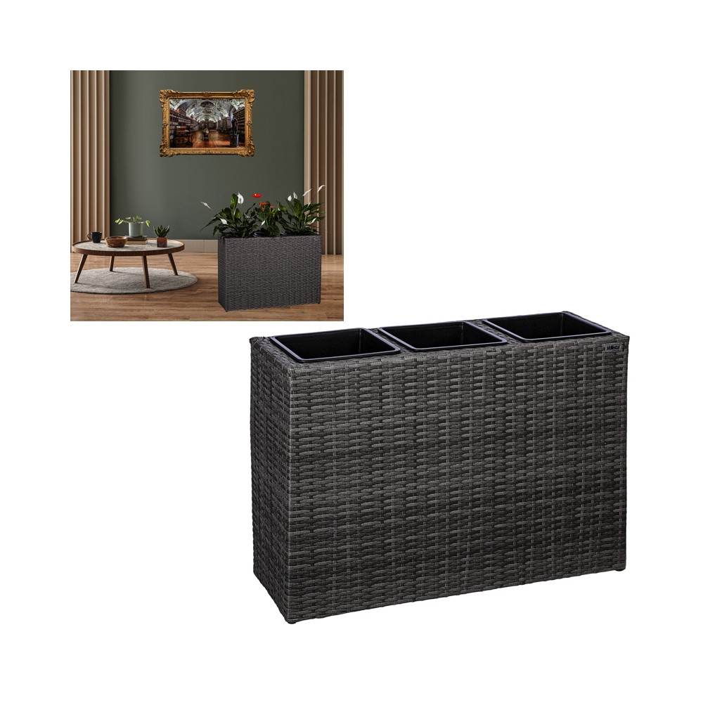 Stilista Veľký Ratanový Kvetináč TECHNORATTAN 84 cm x 60 x 29 cm, sivý