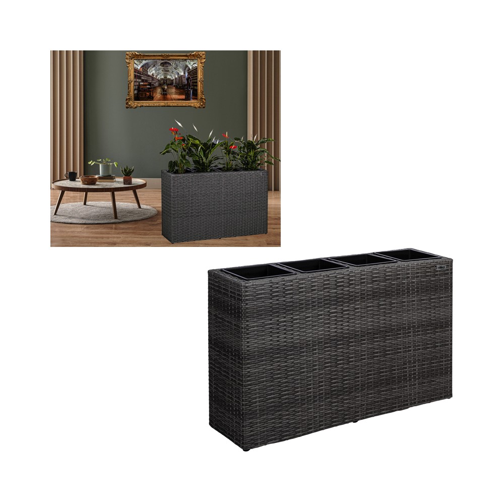 Stilista Veľký Ratanový Obdlžníkový Kvetináč  95cm x 60cm TECHNORATTAN, sivý
