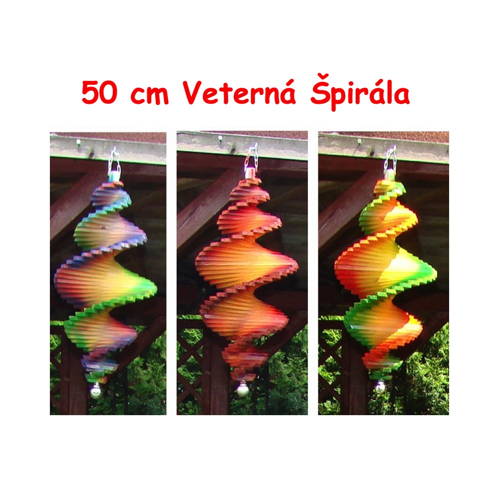 MKSTOR Drevená Veterná špirála 50cm Dúhová