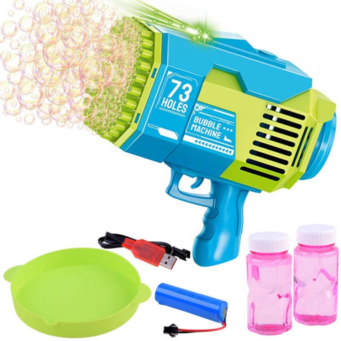 JOKO Bublifuková pištoľ Bazooka + USB nabíjačka, modrá