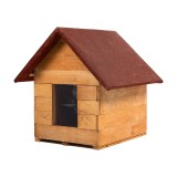 MKSTOR Dtrevená búda pre Psa z Masívu 75x72x52cm, červená strecha