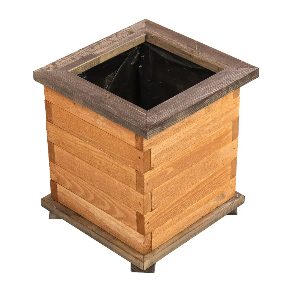 MKSTOR Drevený Záhradný Kvetináč Štvorec z Masívu 33x29x29cm