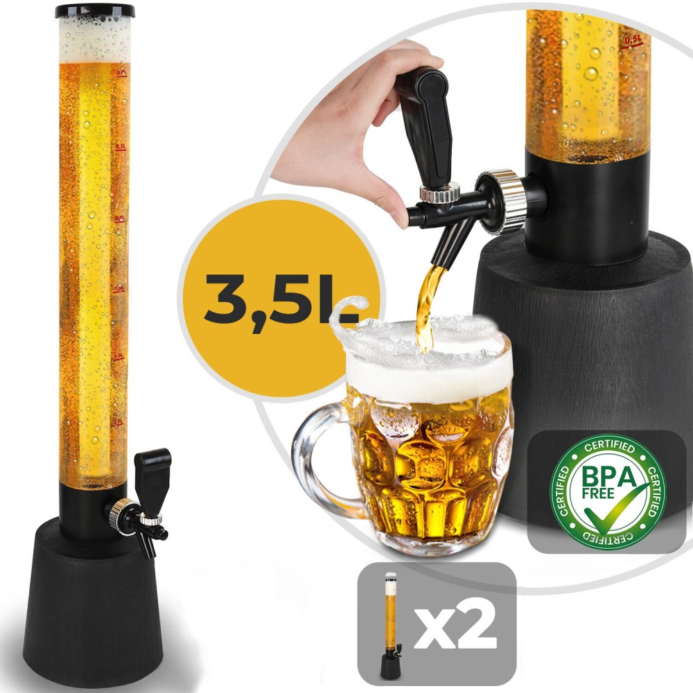 JAGO Výčap na Pivo, 2ks Pivná Veža 3,5L 90cm s kohútikom + 2 ks zásobník na Ľad
