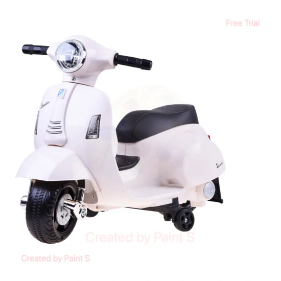 JOKO Elektrická motorka pre deti, skúter Vespa, biela