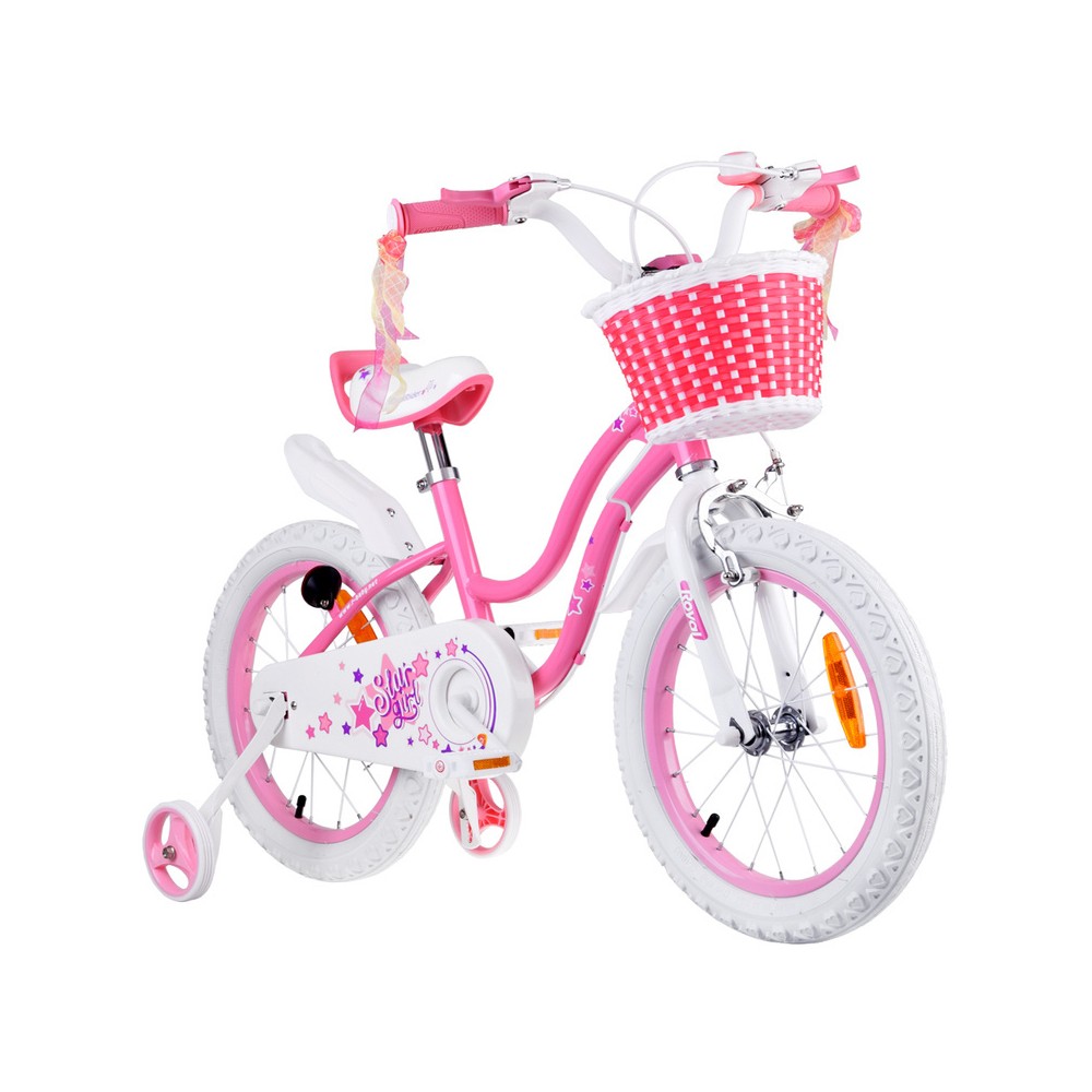 RoyalBaby Detský Bicykel STAR GIRL 16" s košíkom a zvončekom, ružový