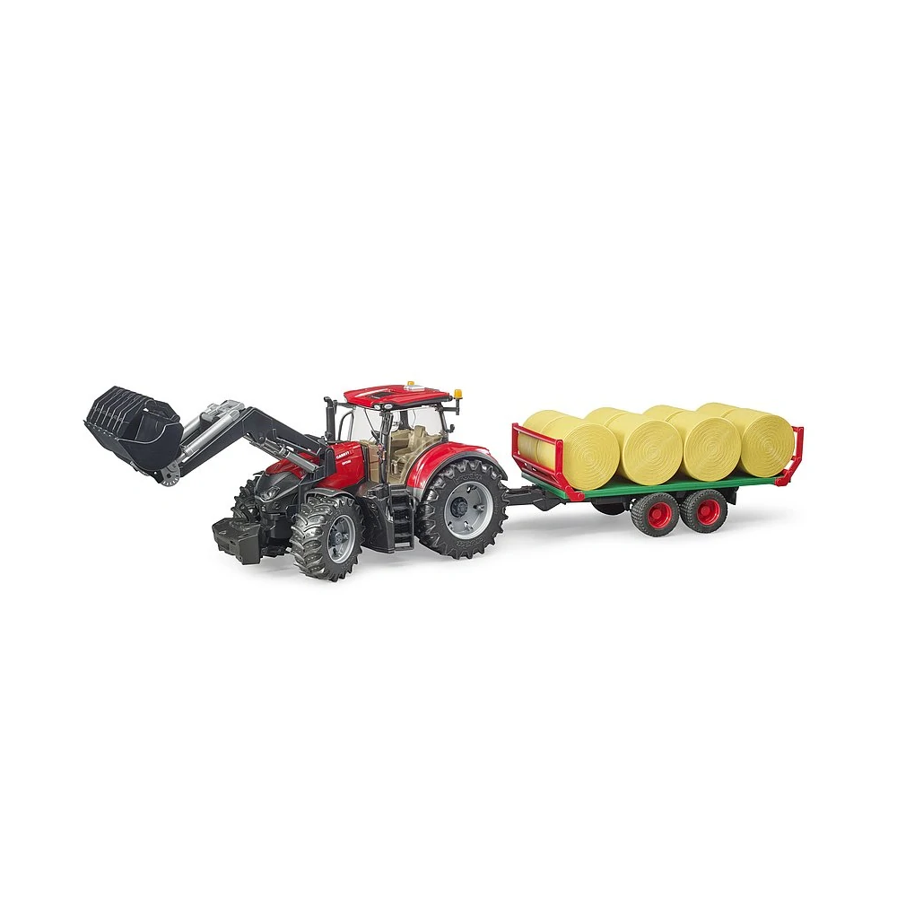 Bruder, Traktor Case IH Optum 300 CVX s čelným nakladačom a prívesom, 1:16