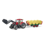 Bruder, Traktor Case IH Optum 300 CVX s čelným nakladačom a prívesom, 1:16