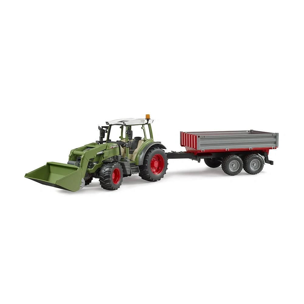 Bruder, Traktor Fendt Vario 211 s čelným nakladačom a sklápacím prívesom, 1:16