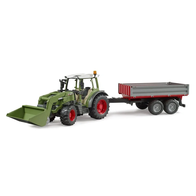 Bruder, Traktor Fendt Vario 211 s čelným nakladačom a sklápacím prívesom, 1:16
