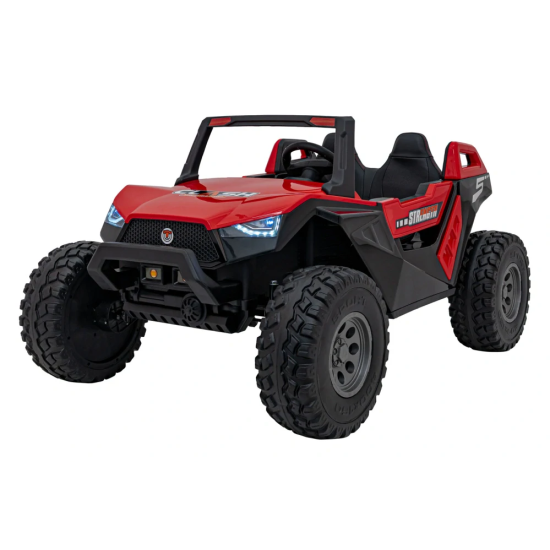 JOKO Elektrické Autíčko Buggy Clash STRONG 4x4 300W 24V, penové kolesá, Dvojmiestne kožené sedadlo, Nosnosť 60kg, červené