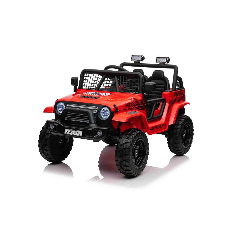 JOKO Elektrické autíčko Jeep OFF ROAD 4x4 Sport, Nosnosť 50kg, Kožené sedadlo, penové kolesá, FM rádio, červené