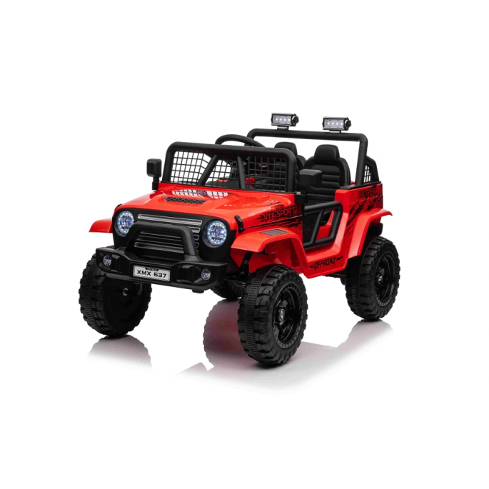 JOKO Elektrické autíčko Jeep OFF ROAD 4x4 Sport, Nosnosť 50kg, Kožené sedadlo, penové kolesá, FM rádio, červené