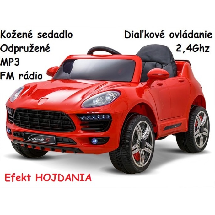JOKO Elektrické autíčko SPORT, FM rádio, Kožené sedadlo, Penové kolesá, Odpružené, Efekt hojdania, červené