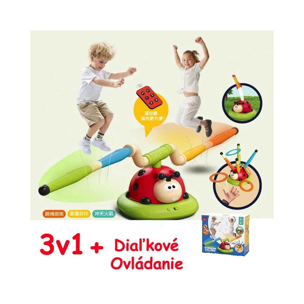 JOKO Spoločenská Interaktívna Hra Lienka 3v1, vystreľovacia raketa, otáčajúca hrázda, hádzanie na cieľ + diaľkové ovládanie