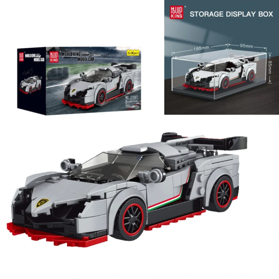 MOULD KING Technická Stavebnica Športové Auto Lambo 398ks + Vitrína, biele