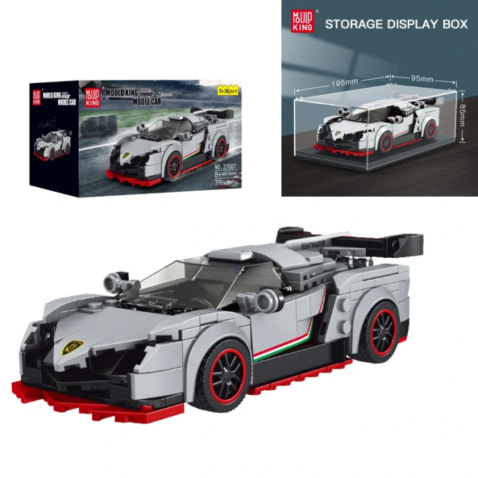 MOULD KING Technická Stavebnica Športové Auto Lambo 398ks + Vitrína, biele