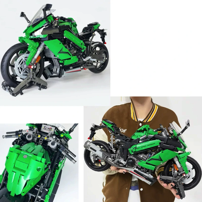 JOKO Mega Veľká Technická Stavebnica Motorka Kawasaki Ninja 1000SX 2304ks 50cm, zelená