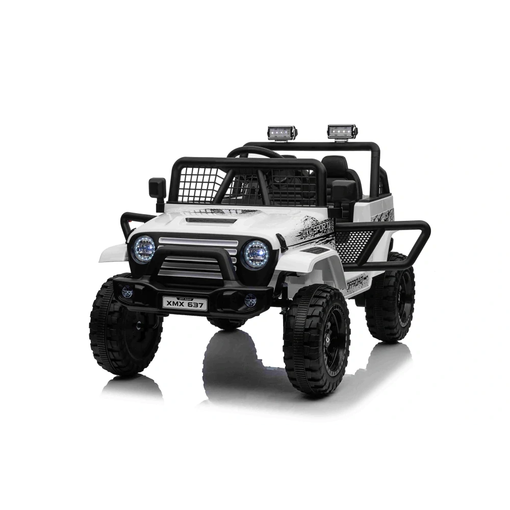 JOKO Elektrické autíčko Jeep OFF ROAD 4x4 Sport, Nosnosť 50kg, Kožené sedadlo, penové kolesá, FM rádio, biele