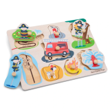 New Classic Toys, Drevené vkladacie puzzle Hasiči, 8 ks