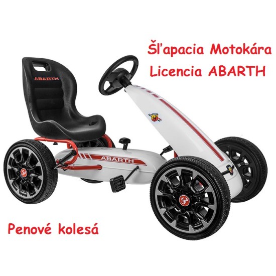 ABARTH Šľapacia motokára s voľnobehom, penové kolesá, biela